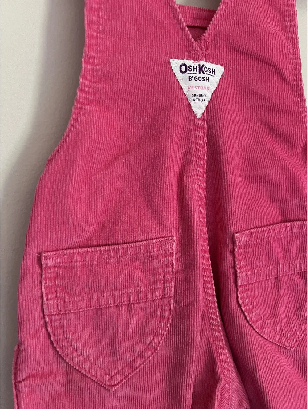 Vintage OshKosh B'Gosh Pink Corduroy Overalls, Made in USA